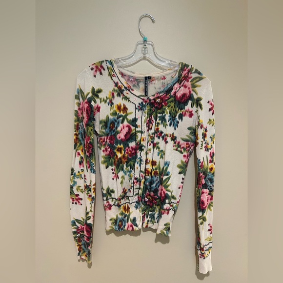 Charlotte Sweaters - Charlotte Vintage Embroidered & Beaded Cardigan With Crystal Buttons Size M